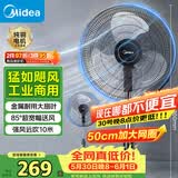 美的（Midea）【金属铝片】工业电风扇/飓风落地扇/空气通风金属扇/牛角扇/立式电风扇/大风力宿舍扇 FES45-20A