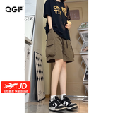 QGF 工装短裤女夏季新款休闲宽松显瘦五分裤子速干运动百搭半截中裤 咖啡色 【高品质】 M [建议90-100斤]