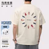 马克华菲（MARK FAIRWHALE）短袖T恤男夏季重磅纯棉时尚短袖男潮牌印花体恤男装 杏色 2XL
