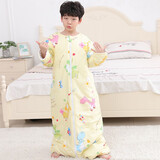 禾声儿童睡袋1-3岁中大童小学生5-10岁春秋款纯棉秋冬季宝宝防踢被子 黄恐龙-升级款 170cm【身高130-165、春秋中厚】