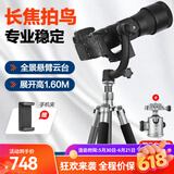 轻装时代Q868C碳纤维三脚架相机微单反轻便携专业稳定支架 佳能尼康摄影摄像手机拍视频户外旅行三角架云台 长焦摄鸟套装【球形+悬臂云台】