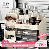 EACHY化妆品收纳盒桌面防尘高级感大容量梳妆台护肤品置物架-奶油黄