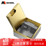 MSHML地插座隐藏嵌入式纯平超薄130型大理石瓷砖地砖地板地面插座 五孔+双USB(金色）