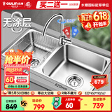 欧琳（OULIN）厨房水槽0涂层SUS304不锈钢洗菜盆洗碗池大双槽洗菜池左右可选