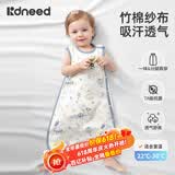 柯斯德尼（kidsneed）婴儿睡袋夏季薄款竹棉纱布无袖背心宝宝儿童睡衣前四后二S码