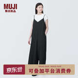 MUJI 女式 易干弹力泡泡纱 背带裤 女装夏季连体裤吊带BC2JRA4S 黑色 XL （165/92A）