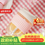 乐扣乐扣（LOCK&LOCK）咖啡杯耐热玻璃水杯子男女学生便携式双饮吸管杯随手杯350ML粉色