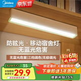 美的（Midea） LED小夜灯卧室柔光充电式床头灯小台灯节能免安装磁吸护眼台灯 【插电款】防眩光+无蓝光危害