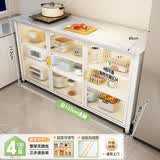 帅仕（shuaishi）厨房置物架落地岩板餐边收纳柜橱柜微波炉烤箱锅具储物架碗柜用具 【免钉安装】白4层120长45深-可调高丨特厚强承重
