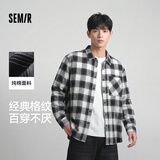 森马（Semir）纯棉衬衫丨长袖衬衫男秋季法兰绒格纹衬衣贴袋上衣休闲翻领外套