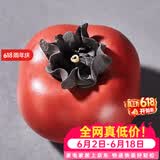 容山堂紫砂小柿子茶宠摆件事事如意家用可养功夫茶具茶桌茶玩配件 紫砂仿生茶宠摆件-朱红大号