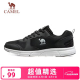 骆驼（CAMEL）网面透气跑步男鞋轻量健步运动鞋子 CSS221L0033 黑色 43