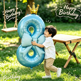 欧妮姿生日场景布置男孩数字生日气球道具氛围布置儿童派对装饰蓝色8
