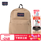JANSPORT杰斯伯双肩包女男26L隔层轻便大容量背包学生书包 4QUE 7R5奶咖【升级款】侧袋+隔层