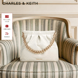CHARLES&KEITH链条单肩腋下托特包流浪包包女包生日礼物送女友CK2-20671559 【M号】White白色 M