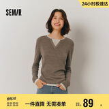 森马（Semir）森马毛衣女短款假两件含羊毛针织衫24冬新款保暖内搭109724107015