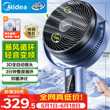 美的（Midea）【变频轻音】空气循环扇家用遥控电风扇四季净化扇静音落地扇99%抑菌桌面小风扇大风力风扇GDG24ZR
