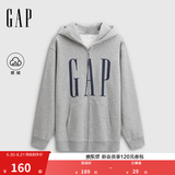 GAP男女装春款logo印花抓绒宽松运动连帽衫卫衣786920 灰色 L (175/96A)亚洲尺码【偏大,建议拍小一码】