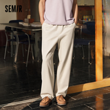 森马（Semir）休闲裤男夏季宽松直筒裤子2026纯色棉麻弹力斜纹长裤109326127103