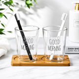 JAJALIN简约玻璃漱口杯牙刷杯洗漱杯情侣杯创意无印透明刷牙杯 单个装