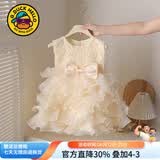 G.duck公主裙女童连衣裙夏季儿童周岁生日礼服洋气高级女宝宝蓬蓬蛋糕裙 香槟色akmoacm 90 尺码1~2岁【 80-90cm】cm