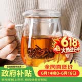 物生物（RELEA）玻璃杯男女士茶水分离杯耐高温办公泡茶杯带把高硼硅水杯花茶杯子