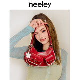 NEELEY包包女款2026新款月牙包真皮腋下包多口袋单肩斜挎小众设计马鞍包