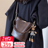 YUYULA牛皮包包女包斜挎水桶包通勤轻奢单肩包生日礼物高级感送女友老婆