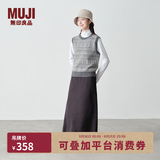 MUJI女式 安第斯羊毛提花编织背心 女装上衣针织马甲  BA1P3A4A 炭灰色图案 S 155/80A