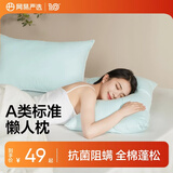 网易严选羽丝绒枕头枕芯松软高弹杜邦羽绒棉五星级酒店抗菌阻螨 【A类全棉抗菌】常规款 750g 晴空蓝  1只装