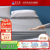 富安娜床垫保护垫纯棉抗菌加厚褥子可水洗床罩防滑床垫保护套蓝1.5米床