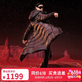 坦博尔鹅绒黑金羽绒服女长款收腰连帽加厚保暖外套TD236890 黑色 160 