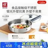 双立人（ZWILLING）平底锅无涂层煎锅抗黄不锈钢煎蛋牛排锅SILVER银光系列多用锅26cm