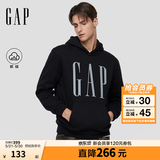 GAP男女装春款logo印花抓绒宽松套头连帽衫卫衣786923 黑色 2XL (185/104A) 亚洲尺码