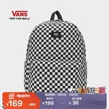 VANS范斯官方 男女情侣背包双肩包经典棋盘格书包 黑色 均码