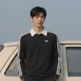 阿迪达斯（adidas）三叶草系列 男 3S PL 长袖POLO KE3576 黑色 L