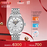 天梭（TISSOT）保价618 手表 力洛克系列男表 瑞士自动机械男士钢带腕表商务表