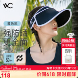 VVC遮阳帽防晒帽子女太阳帽防紫外线女大檐出游空顶帽 暮色黑