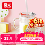 富光 玻璃杯家用儿童牛奶杯子带刻度耐热吸管水杯喝奶杯微波炉可加热
