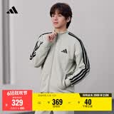 adidas经典休闲三条纹长袖套装男女秋季阿迪达斯官方轻运动 珍珠烟灰(推荐选大一码)   L