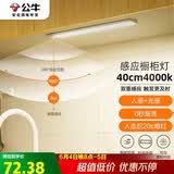 公牛（BULL）感应橱柜灯衣柜灯LED人感光感磁吸 卧室床沿玄关小夜灯40CM4000K