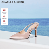 CHARLES&KEITH质感链条尖头高跟凉鞋子女鞋生日礼物送女友CK1-60280377 Beige米色 39 (250)
