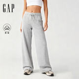 盖璞（GAP）女装秋季款花体刺绣logo抓绒宽松经典阔腿裤长裤卫裤793848