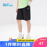 361°儿童短裤夏季男女童3-12岁透气运动裤梭织五分裤 黑 160
