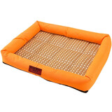 獒少保狗窝猫窝夏季宠物狗狗窝垫子凉席金毛泰迪狗窝小型犬狗屋狗床用品 香橙黄 M码 50*41*7cm 建议12斤内