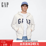 GAP男女装春季款字母logo拉链连帽卫衣宽松外套美版868454 白色 S 美码 M亚洲码175/92A