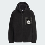 阿迪达斯（adidas）男女童加绒加厚运动休闲摇粒绒连帽夹克外套IN5235 黑色/白 A140 