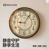 丽声（RHYTHM）客厅静音实木挂钟复古时钟创意钟表挂墙卧室时钟32cm cmg985nr06