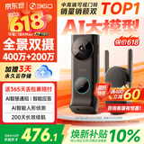 360双摄可视门铃6MAX 400万+200万家用监控智能电子猫眼摄像头红外夜视远程通话包裹快递识别