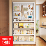 钢制门后洞洞板置物架超薄书架靠墙落地一体极窄收纳储物展示架子 白色五层-高180cm【环保0醛、防锈耐用】长50宽10cm